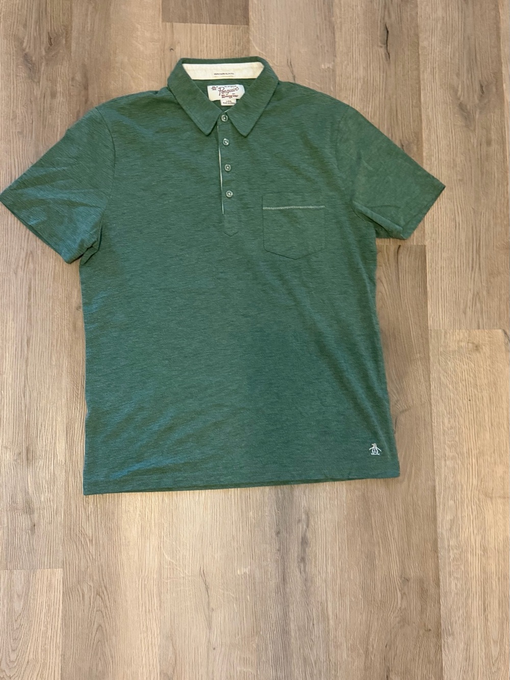 Original Penguin Heritage Slim Fit Green Pocket Polo Shirt Men’s Large